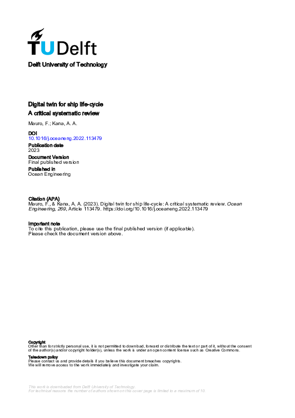(PDF) Digital twin for ship life-cycle: A critical systematic review