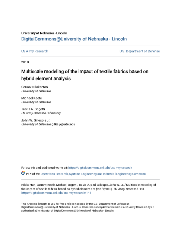 (PDF) Multiscale modeling of the impact of textile fabrics based on ...
