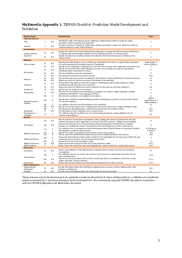 (PDF) Development and Validation of Multivariable Prediction Algorithms ...