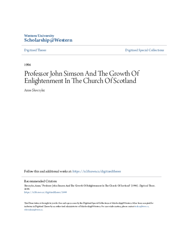 (PDF) Professor John Simson And The Growth Of Enlightenment In The ...