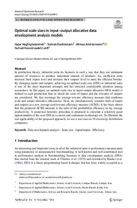 (PDF) Optimal scale sizes in input–output allocative data envelopment ...