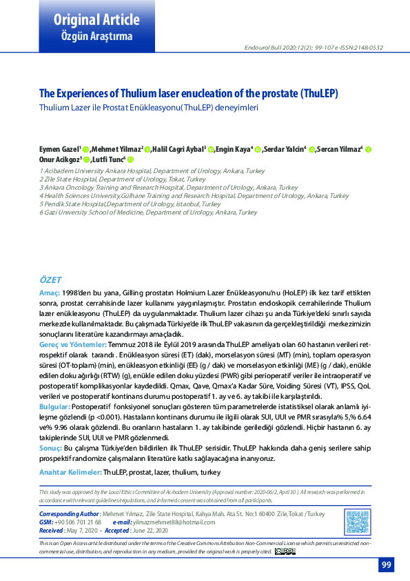 (PDF) The Experiences of Thulium laser enucleation of the prostate (ThuLEP)