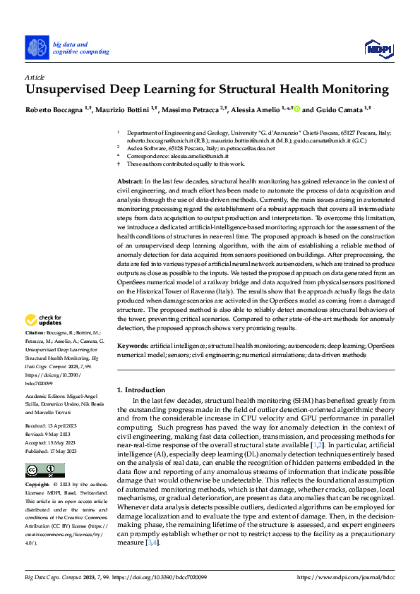 (PDF) Unsupervised Deep Learning for Structural Health Monitoring