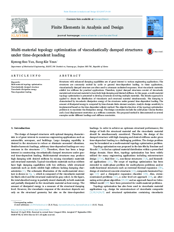 (PDF) Multi-material topology optimization of viscoelastically damped ...