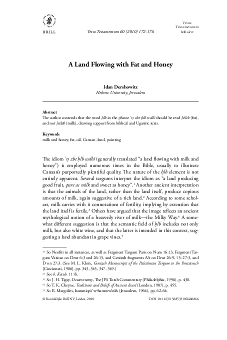 (PDF) A Land Flowing with Fat and Honey