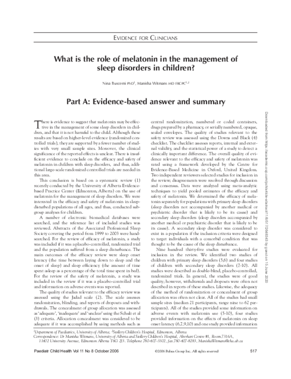 (PDF) What is the role of melatonin in the management of sleep ...