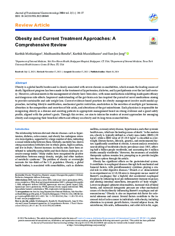 (PDF) Obesity and Current Treatment Approaches: A Comprehensive Review
