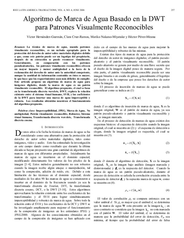 (PDF) Watermarking Algorithm based on the DWT