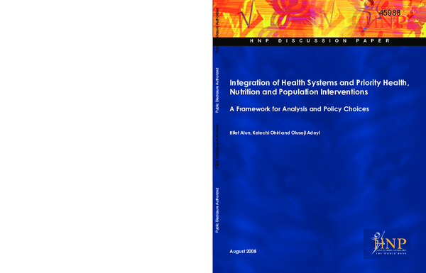 (PDF) Integration of health systems and priority health, nutrition, and ...