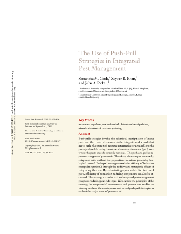 (PDF) The Use of Push-Pull Strategies in Integrated Pest Management