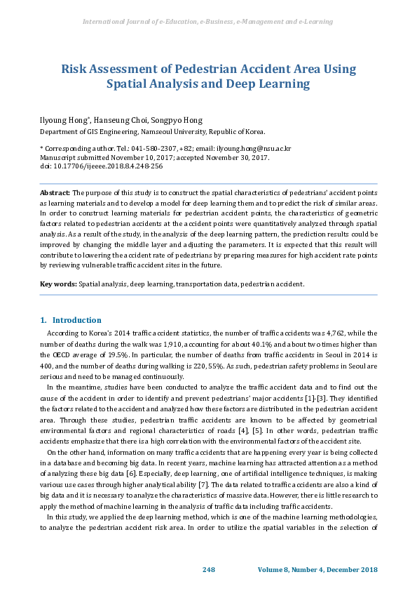 (PDF) Risk Assessment of Pedestrian Accident Area Using Spatial ...