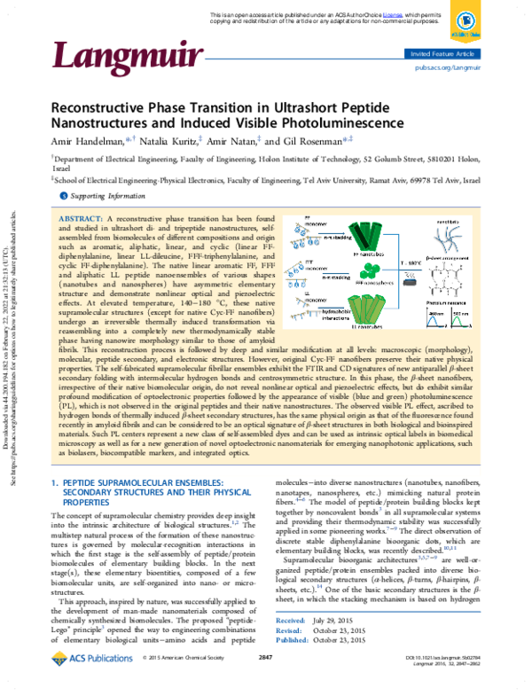 (PDF) Reconstructive Phase Transition in Ultrashort Peptide ...