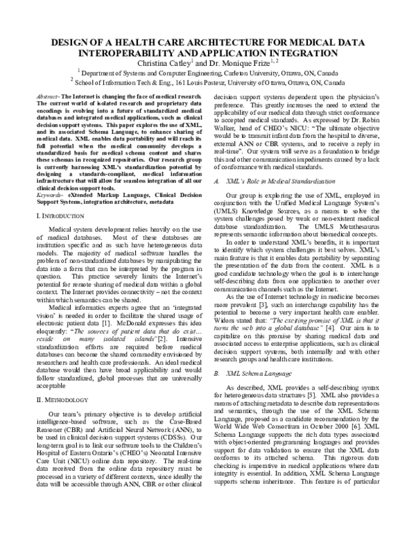 (PDF) Design of a health care architecture for medical data ...