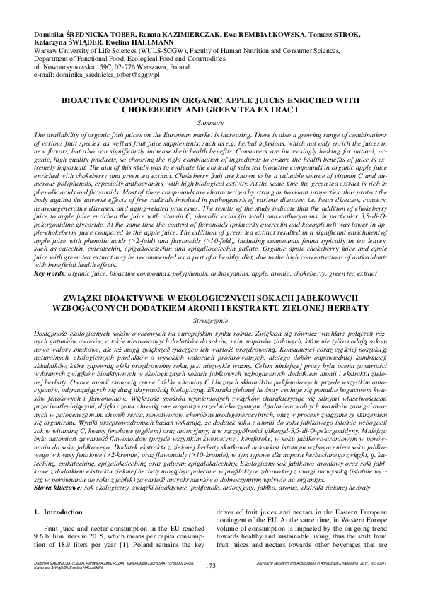 (PDF) Bioactive compounds in organic apple juices enriched with ...