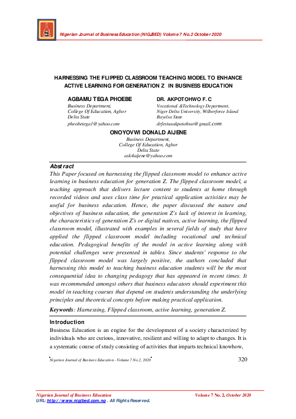 (PDF) Harnessing the Flipped Classroom Teaching Model to Enhance Active ...