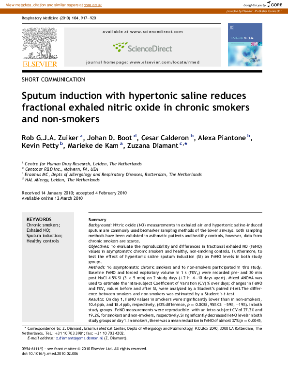 (PDF) Sputum induction with hypertonic saline reduces fractional ...