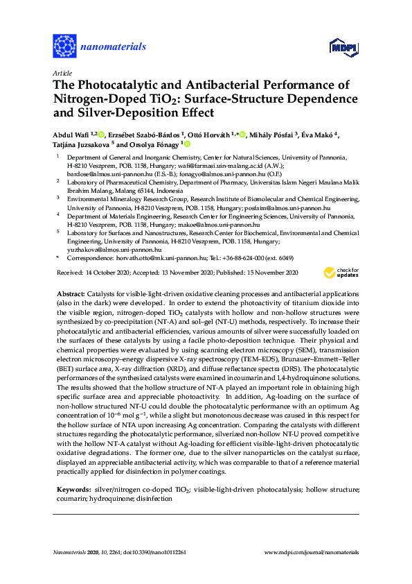 (PDF) The Photocatalytic and Antibacterial Performance of Nitrogen ...