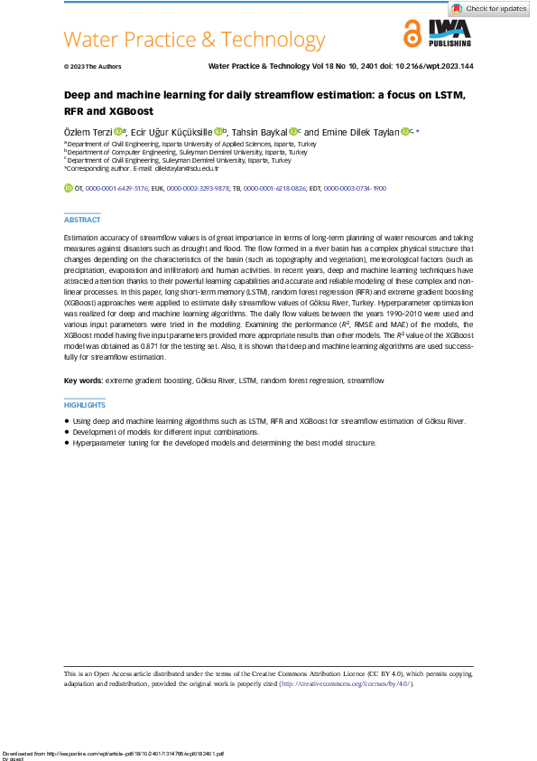 (PDF) Deep and machine learning for daily streamflow estimation: a ...