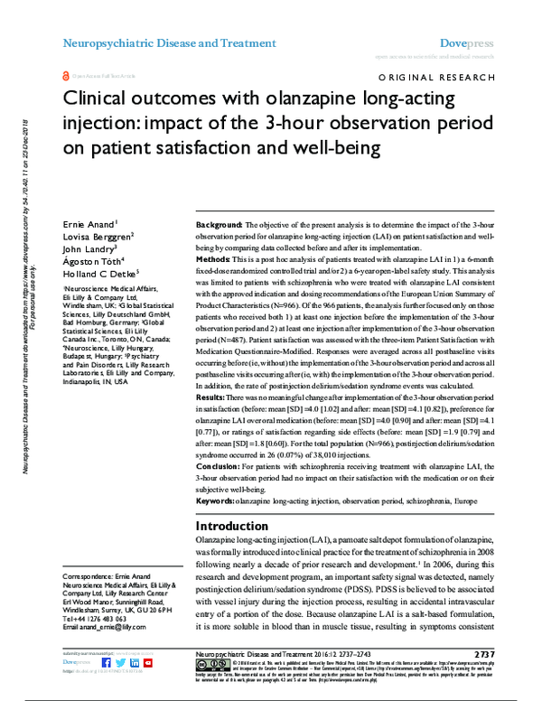 (PDF) Clinical outcomes with olanzapine long-acting injection: impact ...