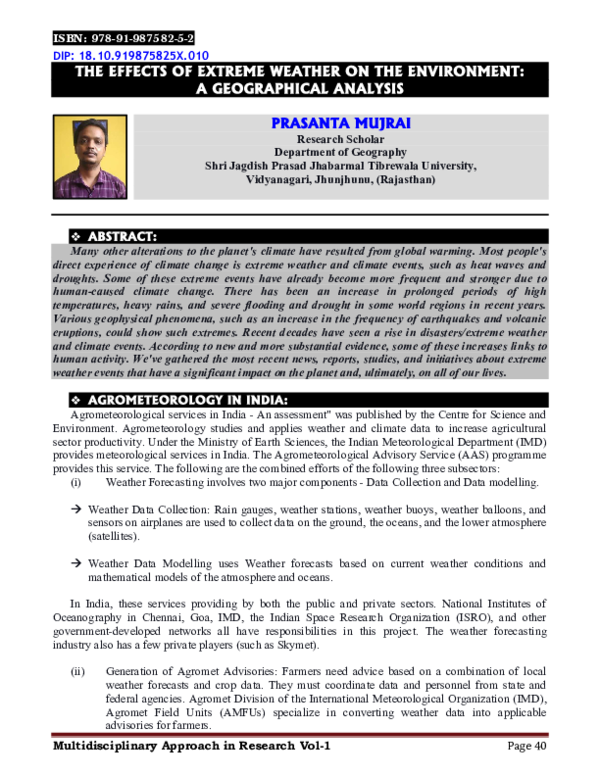(PDF) EXTREME WEATHER ON ENVIRONMENT: A GEOGRAPHICAL ANALYSIS