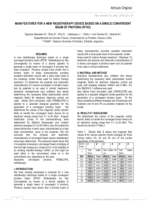 (PDF) Main Features for a New Radiotherapy Device Based on a Single ...