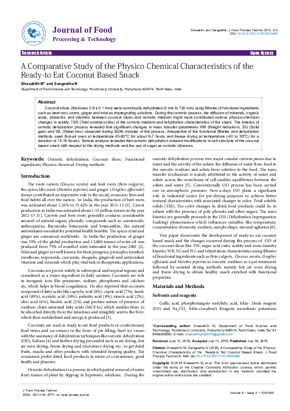 (PDF) A Comparative Study of the Physico-Chemical Characteristics of ...