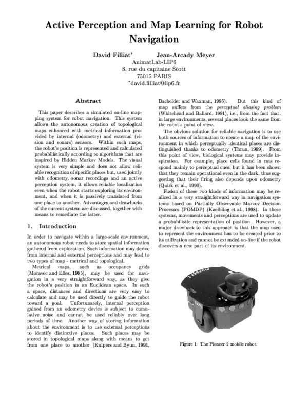 (PDF) Active perception and map learning for robot navigation