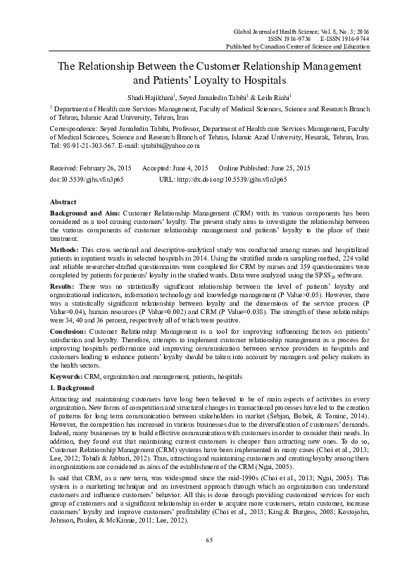 (PDF) The Relationship Between the Customer Relationship Management and ...