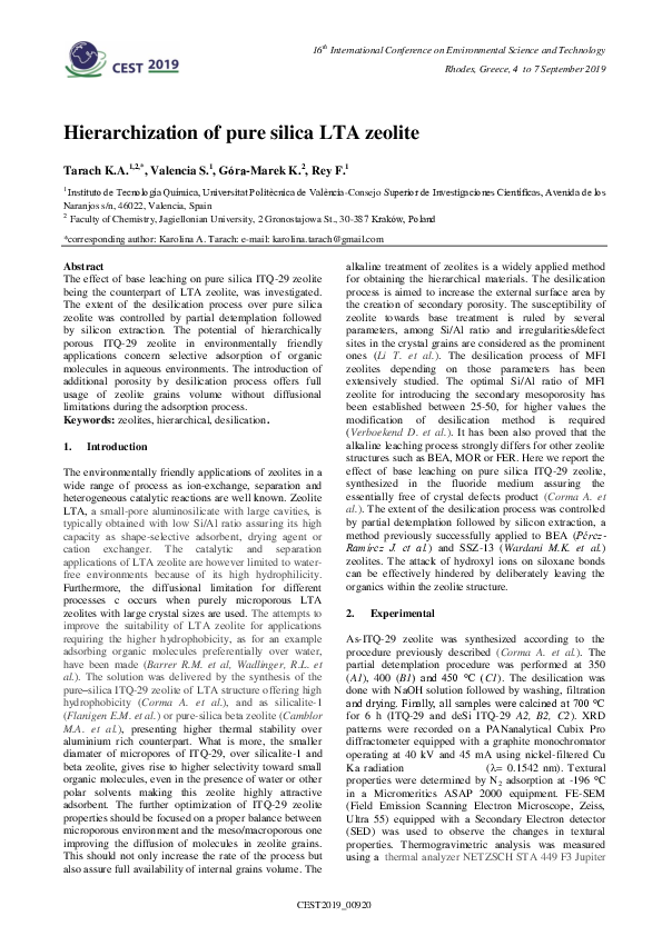 (PDF) Hierarchization of pure silica LTA zeolite