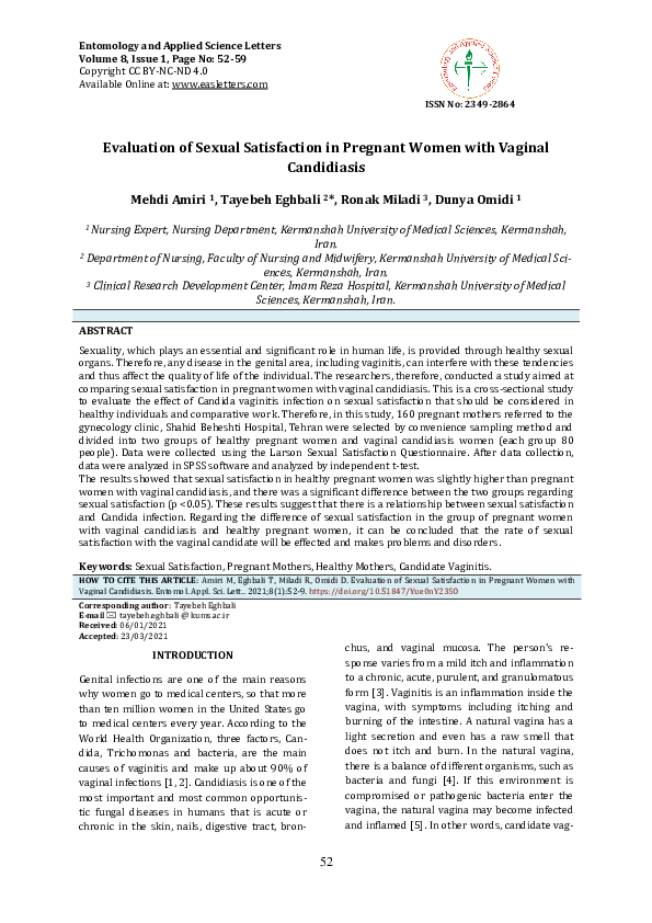 (PDF) Evaluation of Sexual Satisfaction in Pregnant Women with Vaginal ...