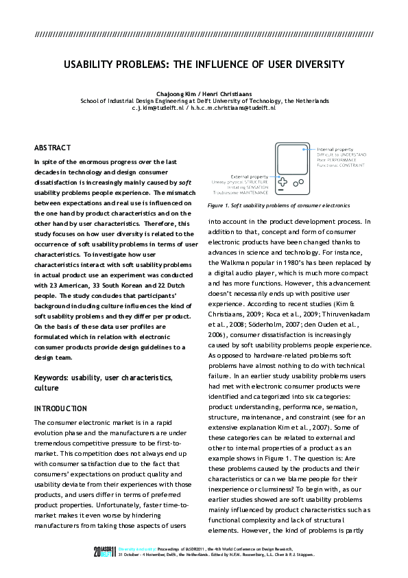 (PDF) Usability Problems: the Influence of User Diversity