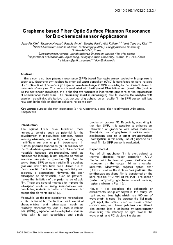 (PDF) 2.2.4 Graphene based Fiber Optic Surface Plasmon Resonance for ...