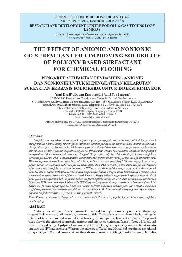 (PDF) The Effect of Anionic and Nonionic Co-Surfactant for Improving ...