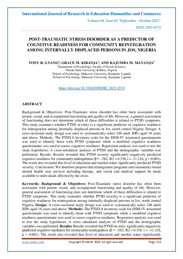 (PDF) Post-Traumatic Stress Disorder as a Predictor of Cognitive ...