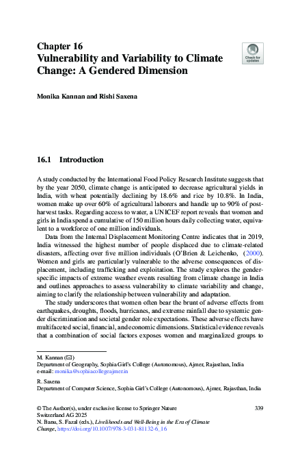 (PDF) Vulnerability and Variability to Climate Change: A Gendered Dimension