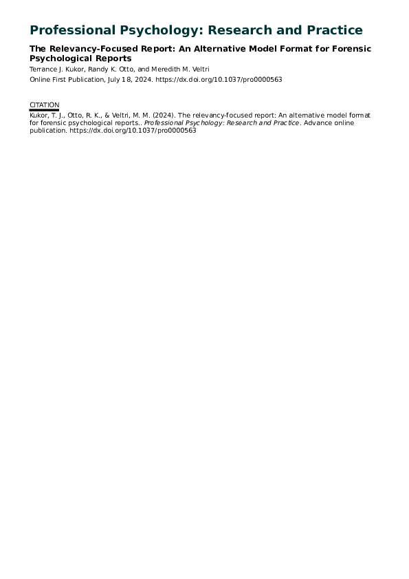 (PDF) The Relevancy-Focused Report: An Alternative Model Format for ...