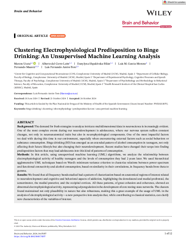 (PDF) Clustering Electrophysiological Predisposition to Binge Drinking ...