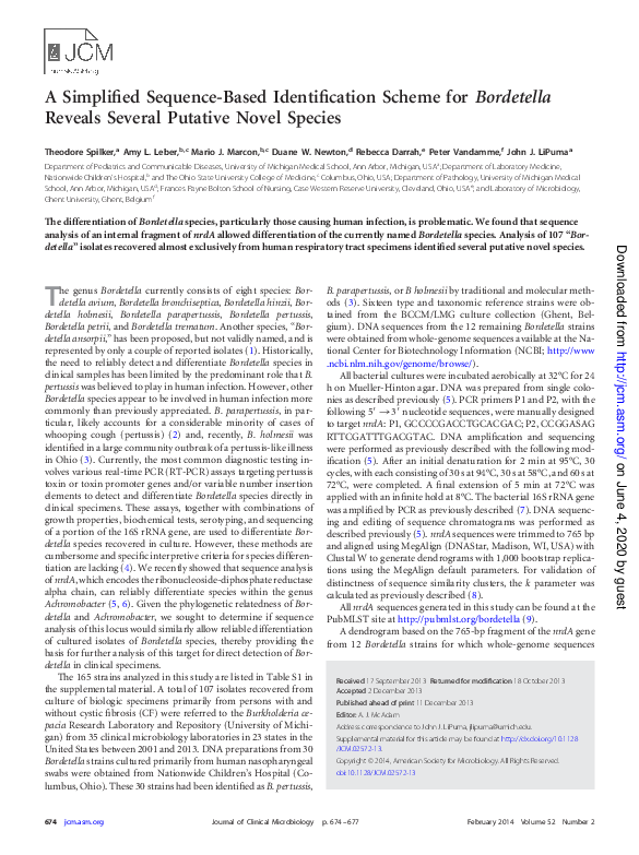 (PDF) A Simplified Sequence-Based Identification Scheme for Bordetella ...