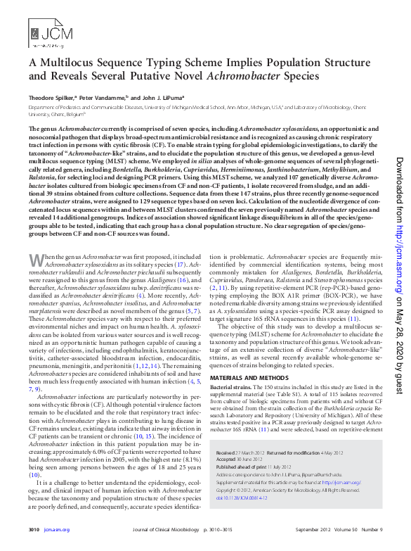 (PDF) A Multilocus Sequence Typing Scheme Implies Population Structure ...