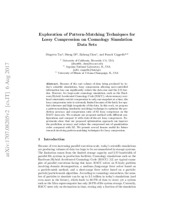 (PDF) Exploration of Pattern-Matching Techniques for Lossy Compression ...