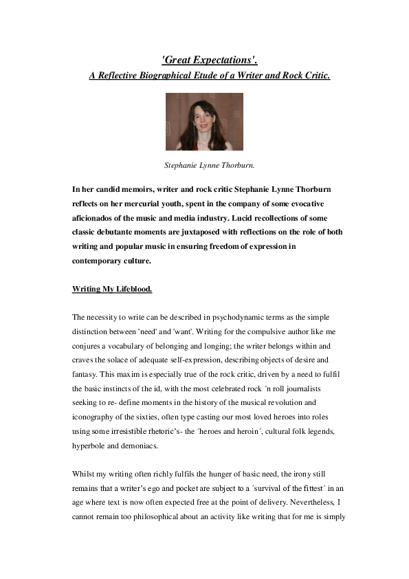 (PDF) 'Great Expectations': A Reflective Biographical Etude.