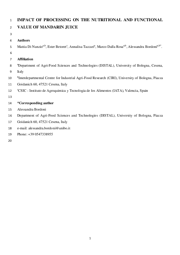 (PDF) Impact of processing on the nutritional and functional value of ...