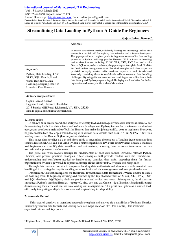 (PDF) Streamlining Data Loading in Python: A Guide for Beginners