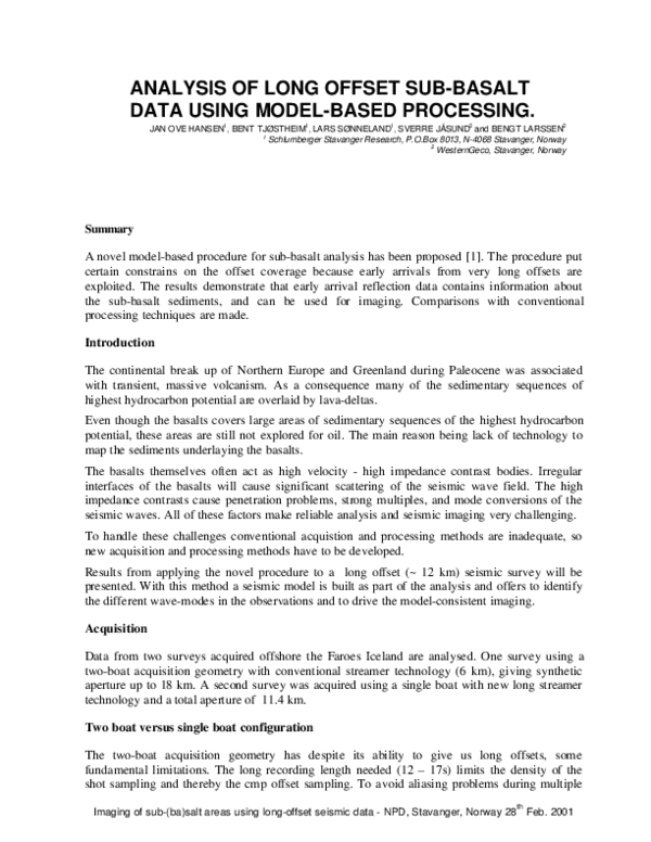(PDF) Analysis of long offset sub‐basalt data using model‐based processing