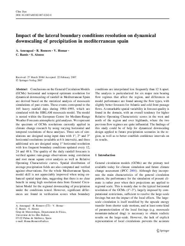 (PDF) Impact of the lateral boundary conditions resolution on dynamical ...