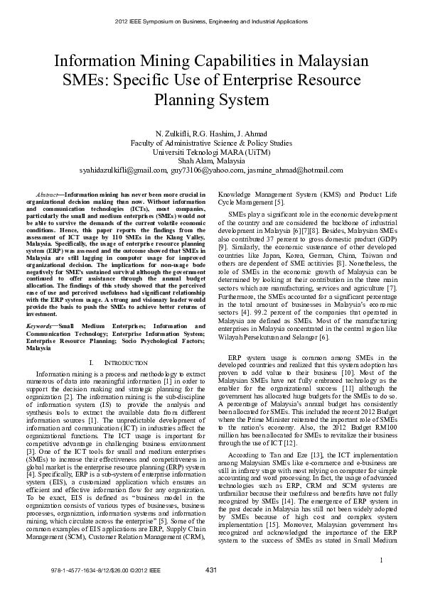 (PDF) Information Mining Capabilities in Malaysian SMEs: Specific Use ...