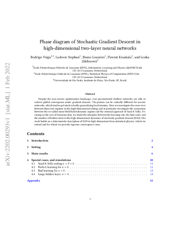 (PDF) Phase diagram of Stochastic Gradient Descent in high-dimensional ...