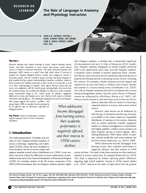 (PDF) The Role of Language in Anatomy and Physiology Instruction