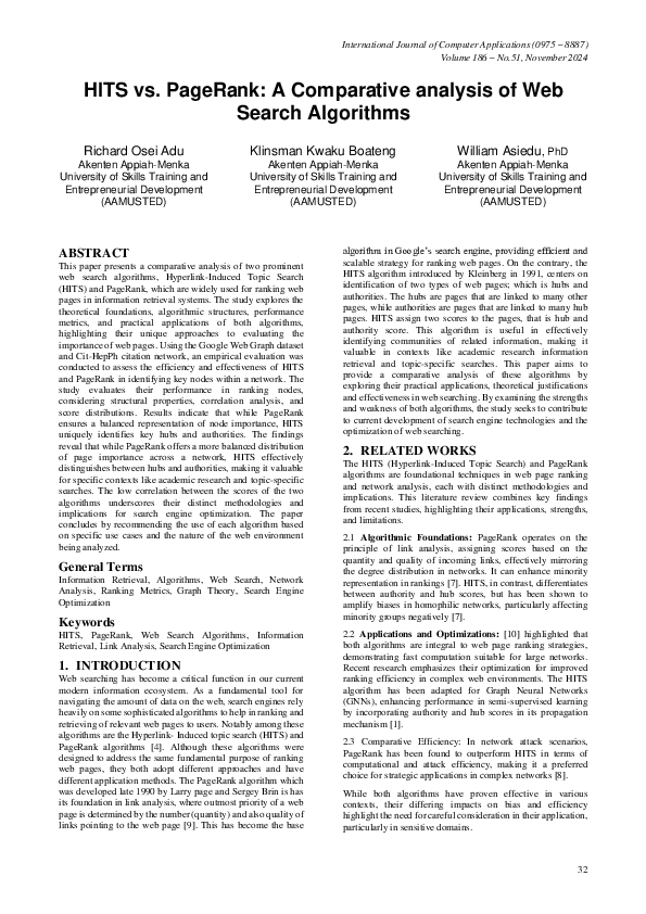 (PDF) HITS vs. PageRank: A Comparative analysis of Web Search Algorithms