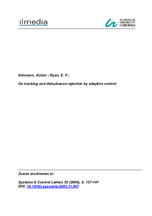 (PDF) On tracking and disturbance rejection by adaptive control